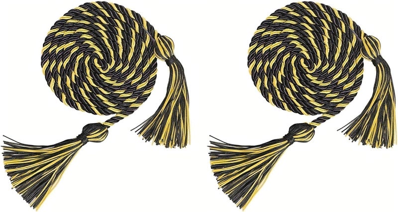 GRADFTY Double Black and Gold Graduation Honor Cords for Graduation 2025, National Honors Society Black and Gold Cords - Image 1